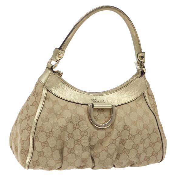GUCCI GG Canvas Abbey Shoulder Bag Beige Gold - Picture 1 of 16